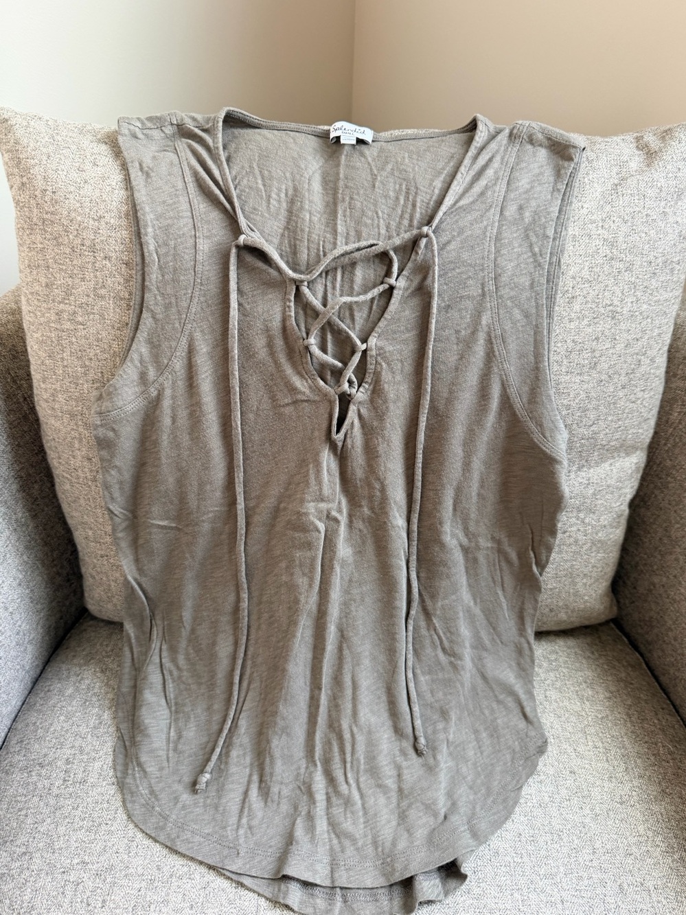 Splendid Lace Up Olive Green Tank Size Small
